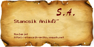 Stancsik Anikó névjegykártya